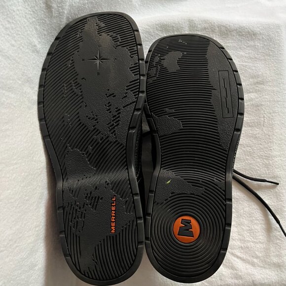 Men’s Black Leather Merrell Lace Up Shoes Size 11 - Picture 3 of 10